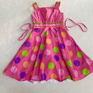 Rare‎ Editions Girls Sz 7 Pink Polka Dot Dress